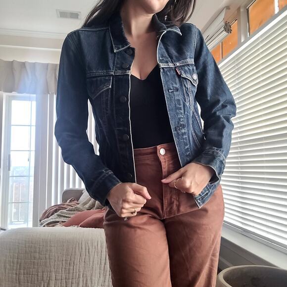 Levi Jean Jacket Dark Blue Sz XS - Picture 1 of 4